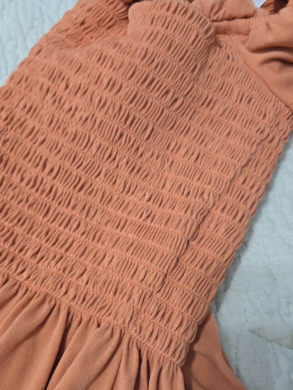 BCBGeneration Rust Orange Smocked Ruffle Crop Top - Picture 4 of 4